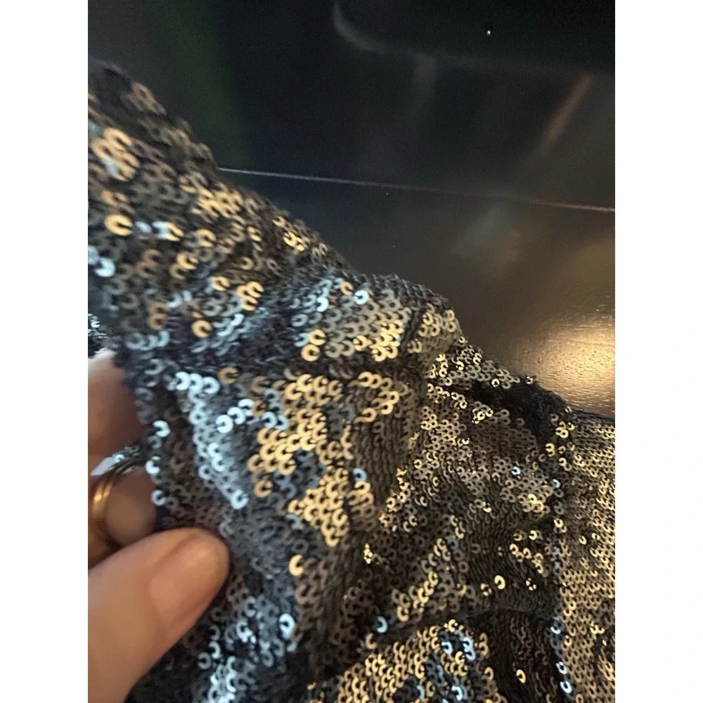 Free People Women's Manuka Sequin Mini Dress M Silver Gunmetal Gray READ